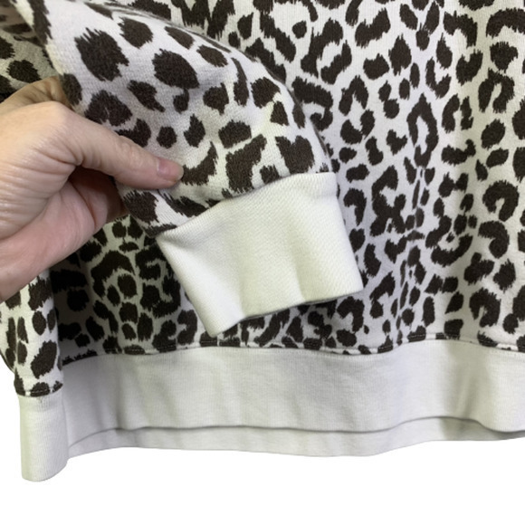 J. CREW Black & White Animal Print Fleece‎ Pullover Sweatshirt - Picture 4 of 7